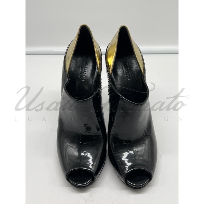 SCARPE DONNA GUCCI NERE ORO VERNICE TG. 38C | Mercatino dell'Usato Roma parioli 2