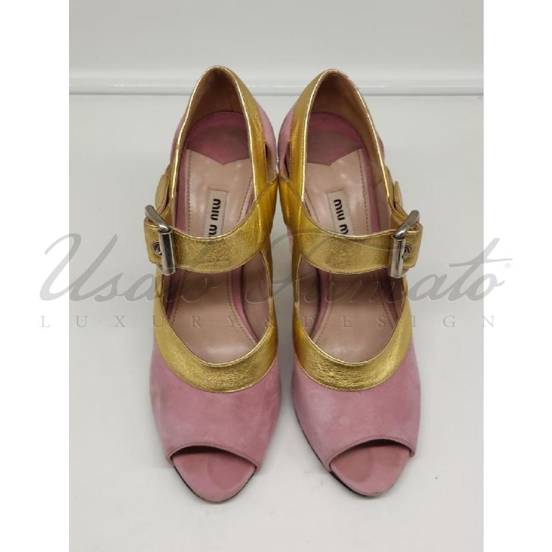 SCARPE DONNA MIU MIU ROSA ORO SUEDE TG. 39 | Mercatino dell'Usato Roma parioli 2