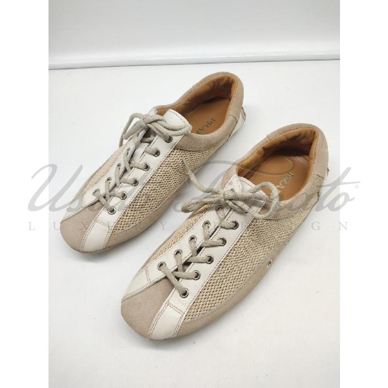 SCARPE DONNA PRADA BEIGE FORATE TG 38.5 | Mercatino dell'Usato Roma parioli 2