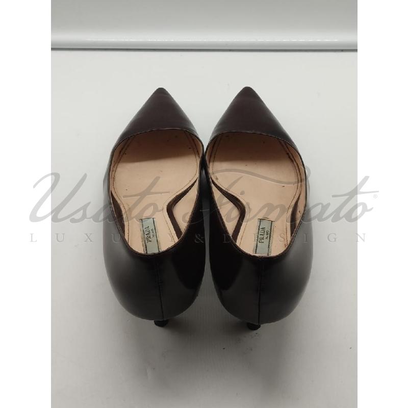 SCARPE DONNA PRADA MARRONI PELLE TG. 39.5 | Mercatino dell'Usato Roma parioli 3