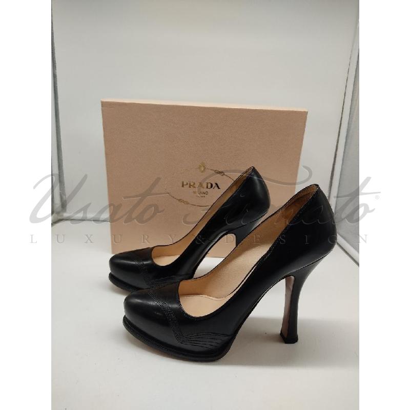 SCARPE DONNA PRADA NERE PELLE TG 39 | Mercatino dell'Usato Roma parioli 3