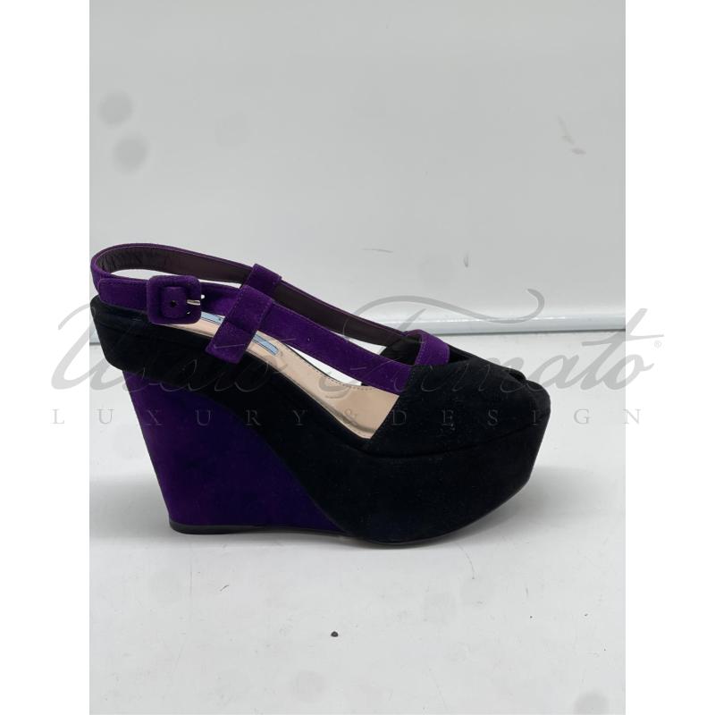 SCARPE DONNA PRADA VIOLA NERE  TG 37 | Mercatino dell'Usato Roma parioli 1