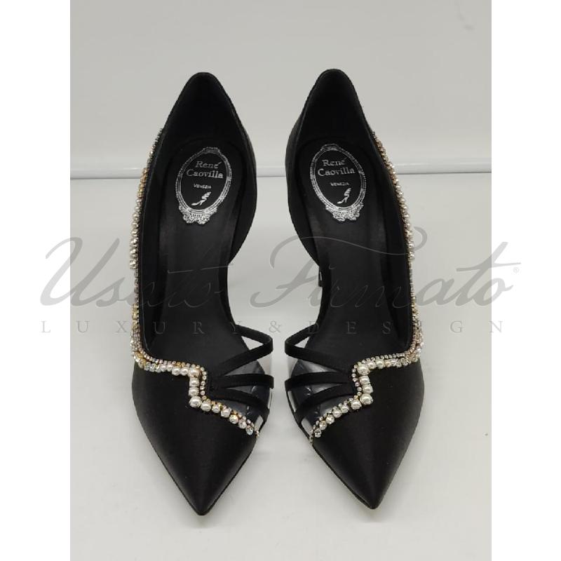 SCARPE DONNA RENE CAOVILLA NERO STRASS FONDO ARGENTATO TG 39 | Mercatino dell'Usato Roma parioli 2