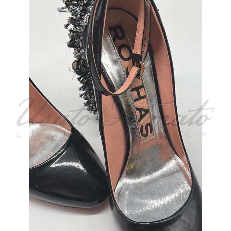 SCARPE DONNA ROCHAS NERE VERNICE PERLINE TG. 37 | Mercatino dell'Usato Roma parioli 4