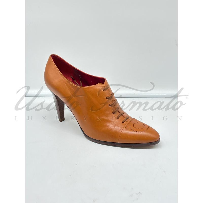 SCARPE DONNA SALVATORE FERRAGAMO PELLE MARRONE TG 40 | Mercatino dell'Usato Roma parioli 1