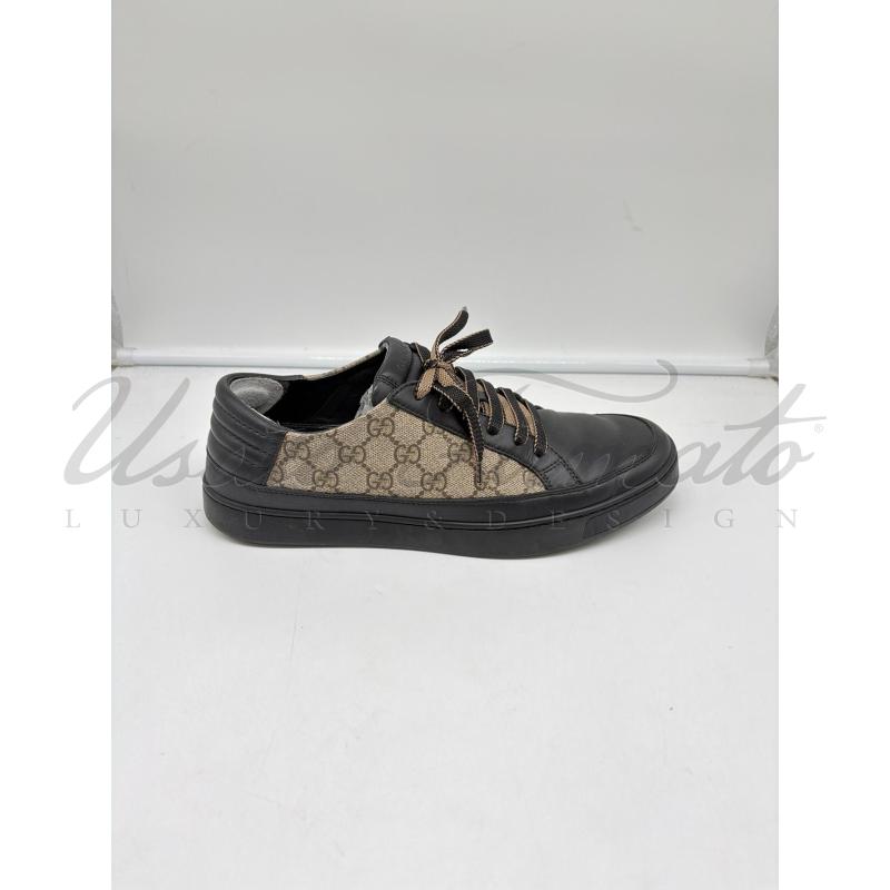 SCARPE GUCCI GG SUPREME BEIFE PELLE NERA 386752 TG. 9 | Mercatino dell'Usato Roma parioli 1