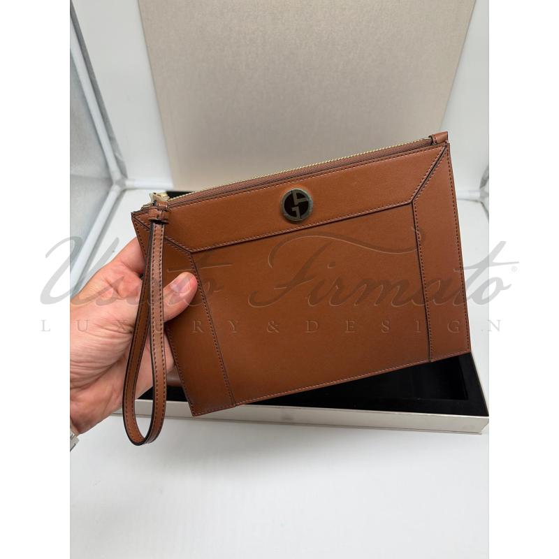 SET UOMO GIORGIO ARMANI MARRONE PELLE | Mercatino dell'Usato Roma parioli 3