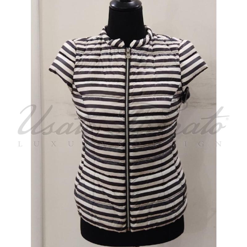 SMANICATO DONNA PEUTEREY BIANCO NERO RIGHE TG. XS | Mercatino dell'Usato Roma parioli 1