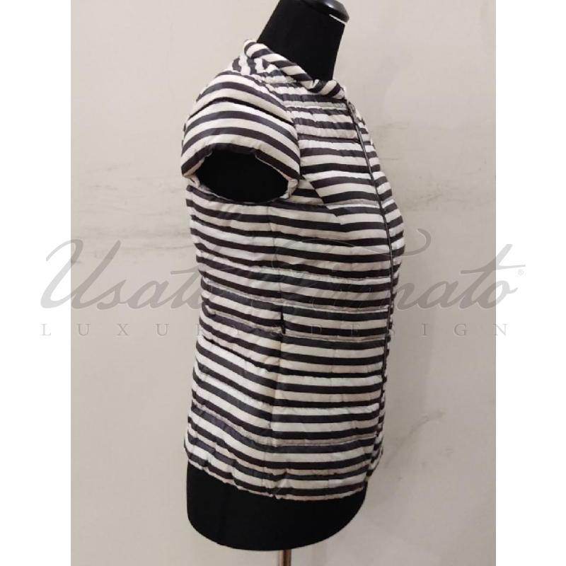 SMANICATO DONNA PEUTEREY BIANCO NERO RIGHE TG. XS | Mercatino dell'Usato Roma parioli 2