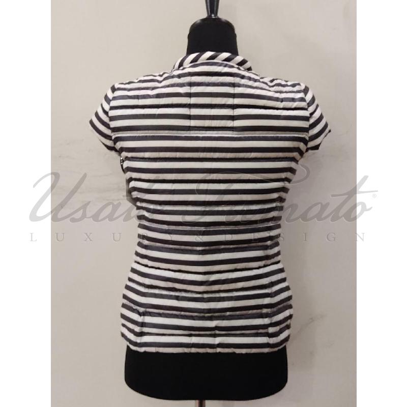 SMANICATO DONNA PEUTEREY BIANCO NERO RIGHE TG. XS | Mercatino dell'Usato Roma parioli 3