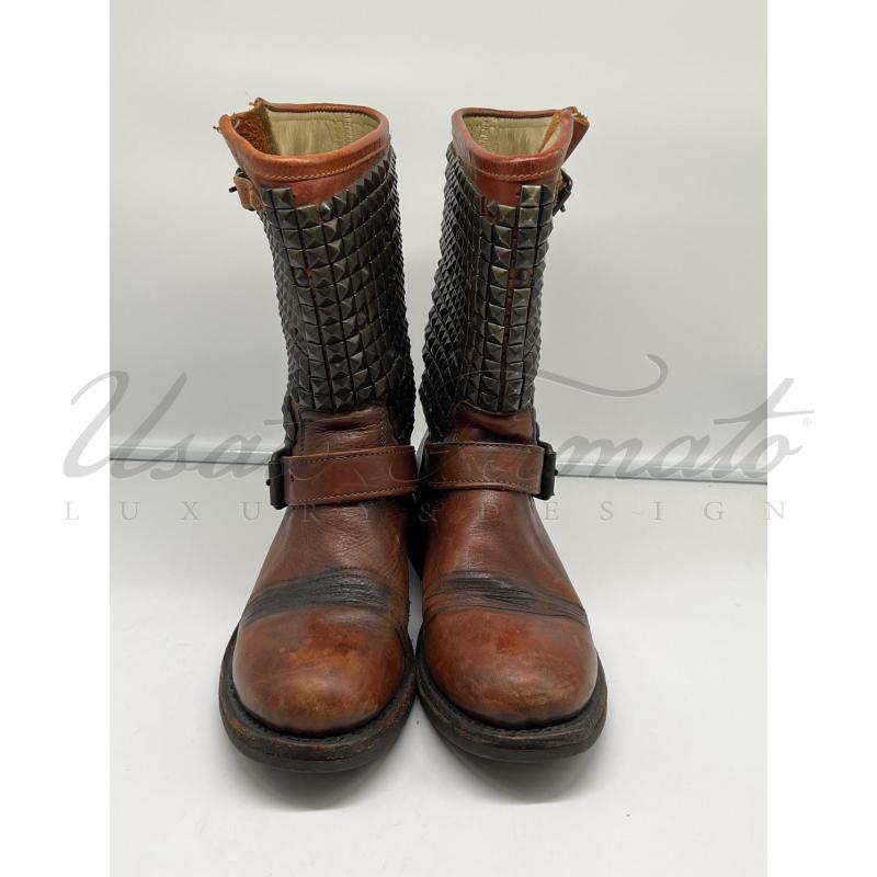 STIVALI DONNA ASH PELLE MARRONE BORCHIE TG 39 | Mercatino dell'Usato Roma parioli 2