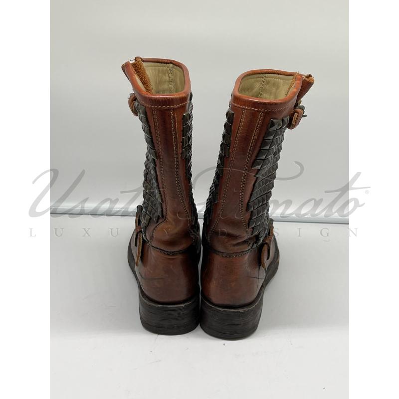STIVALI DONNA ASH PELLE MARRONE BORCHIE TG 39 | Mercatino dell'Usato Roma parioli 3