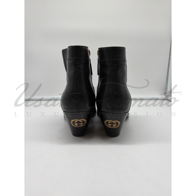 STIVALI DONNA GUCCI GG NERO PELLE MORSETTO 617536 TG.37 | Mercatino dell'Usato Roma parioli 3