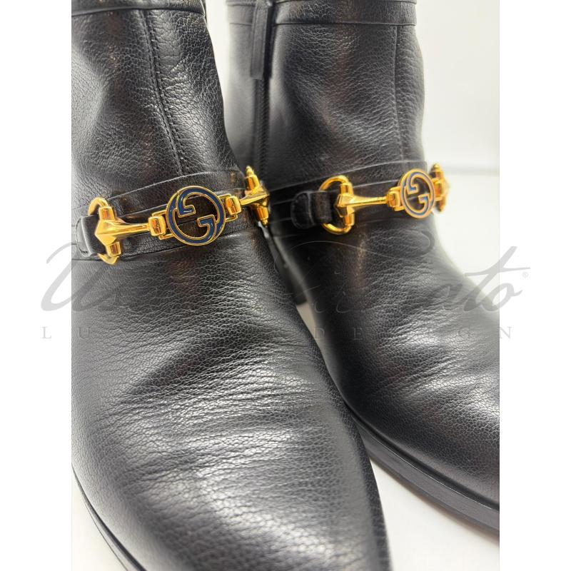 STIVALI DONNA GUCCI GG NERO PELLE MORSETTO 617536 TG.37 | Mercatino dell'Usato Roma parioli 4