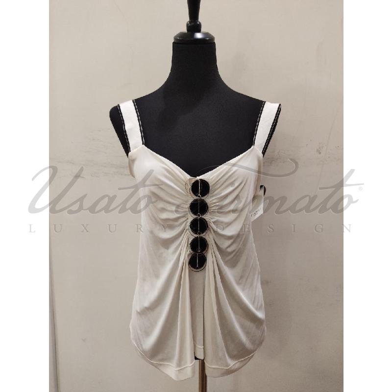 TOP ALBERTA FERRETTI BIANCO BRETELLA TG. 48 | Mercatino dell'Usato Roma parioli 1