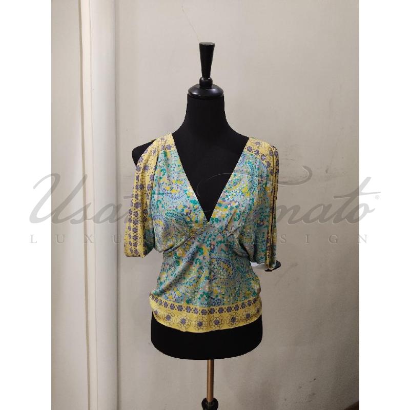 TOP BLUMARINE VERDE GIALLO TG 44 | Mercatino dell'Usato Roma parioli 1