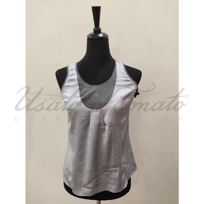 TOP BRUNELLO CUCINELLI GRIGIO CELESTE TG S | Mercatino dell'Usato Roma parioli 1