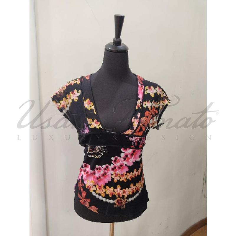 TOP JUST CAVALLI NERO FANTASIA TG 46 | Mercatino dell'Usato Roma parioli 1