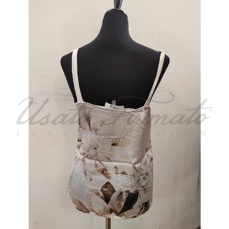 TOP MARIELLA ROSATI SETA FANTASIA BEIGE TG 42 | Mercatino dell'Usato Roma parioli 3