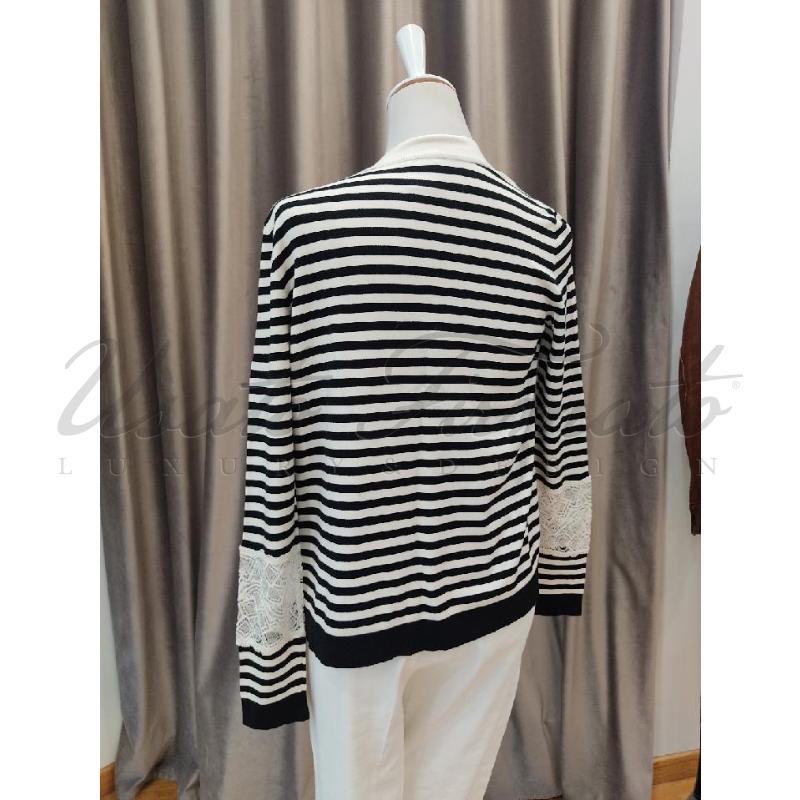 TWIN SET CHANEL BIANCO NERO MERLETTO TG 42 | Mercatino dell'Usato Roma parioli 3