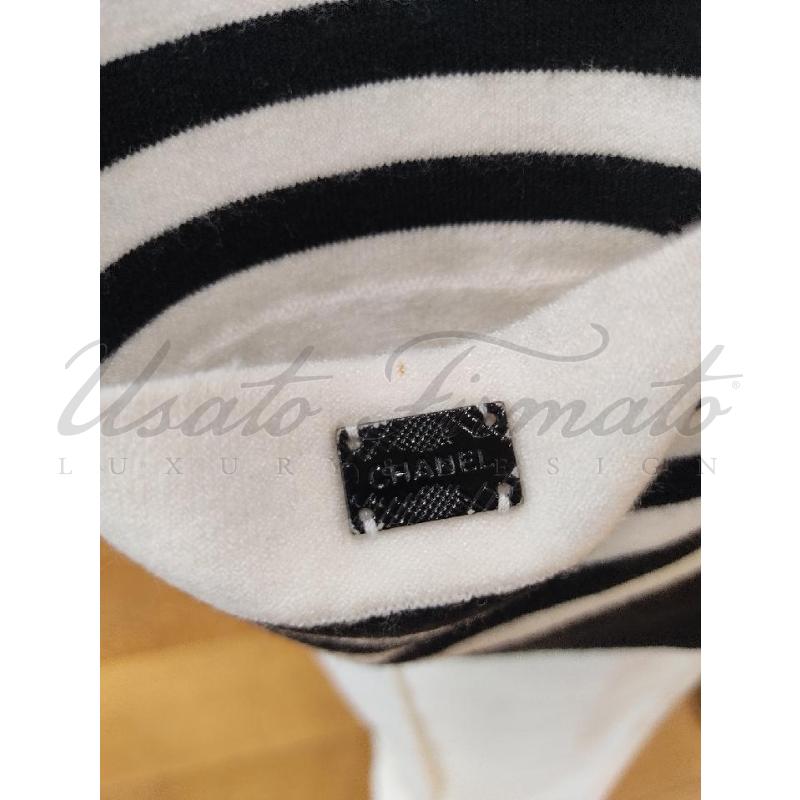 TWIN SET CHANEL BIANCO NERO MERLETTO TG 42 | Mercatino dell'Usato Roma parioli 4