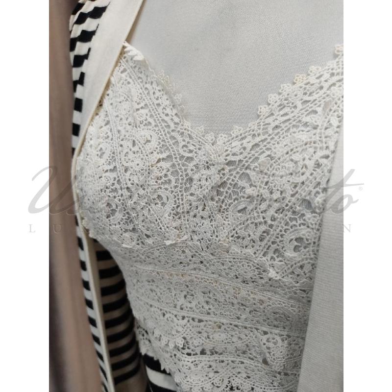 TWIN SET CHANEL BIANCO NERO MERLETTO TG 42 | Mercatino dell'Usato Roma parioli 5