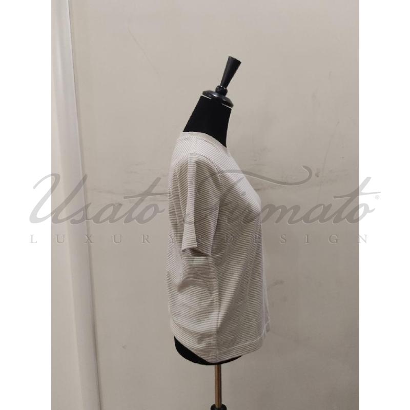 T SHIRT DONNA BURBERRY BEIGE RIGHE TG. S | Mercatino dell'Usato Roma parioli 2