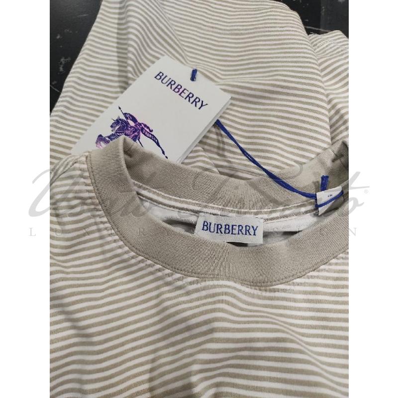 T SHIRT DONNA BURBERRY BEIGE RIGHE TG. S | Mercatino dell'Usato Roma parioli 4