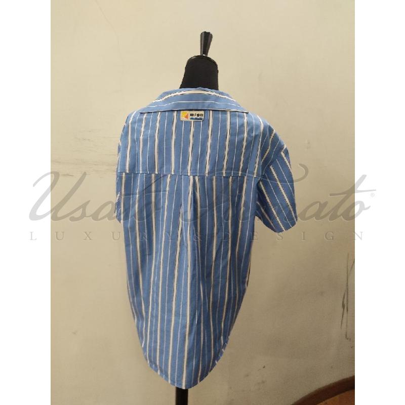 T SHIRT DONNA MSGM BIANCA BLU RIGHE TG S  | Mercatino dell'Usato Roma parioli 2