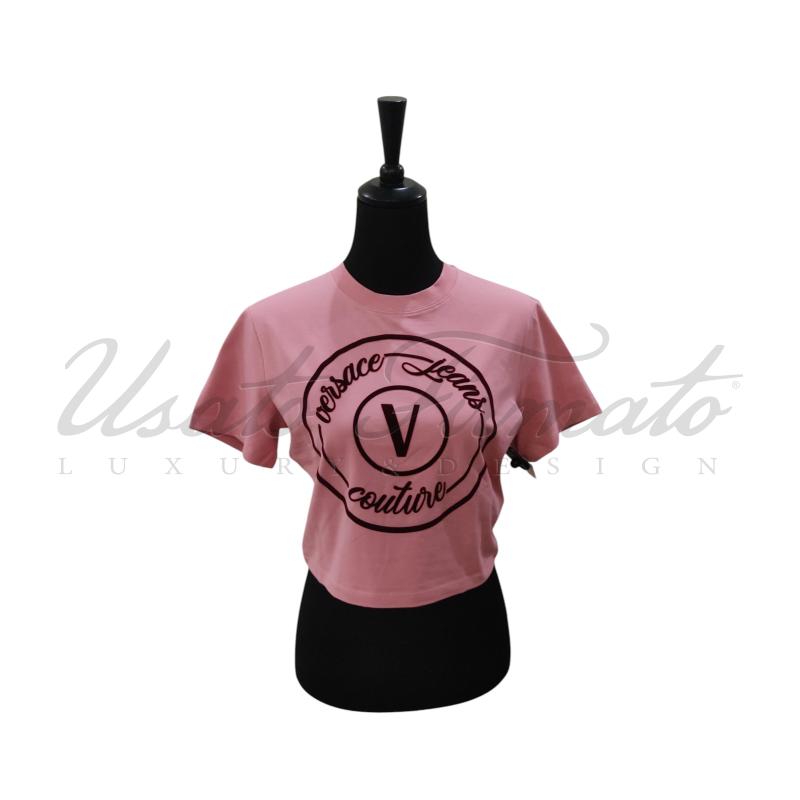 T SHIRT DONNA VERSACE COUTURE ROSA TG. XL | Mercatino dell'Usato Roma parioli 1