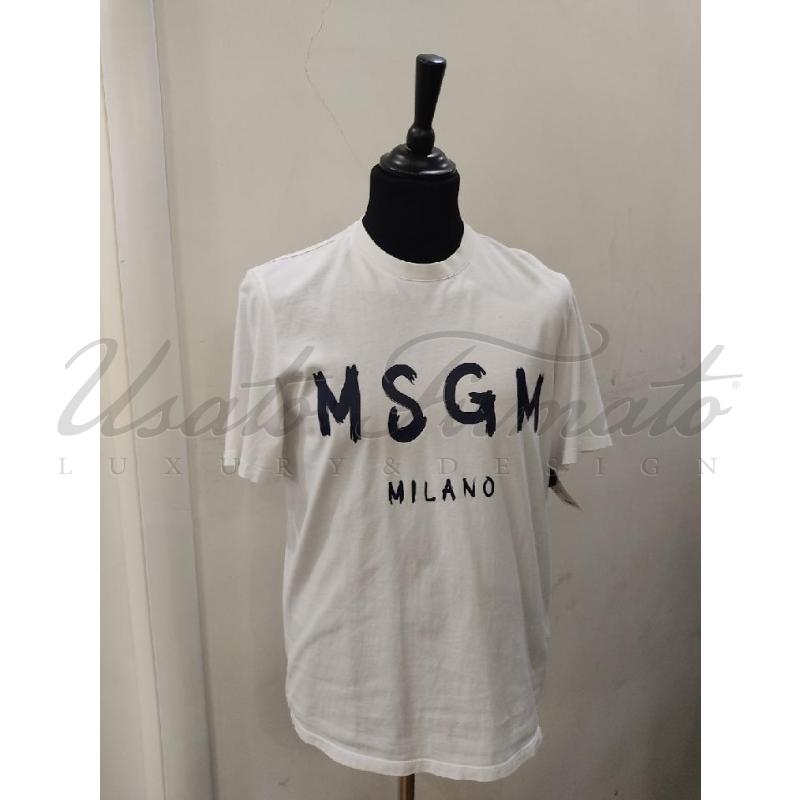 T SHIRT UOMO MSGM BIANCA TG. XS | Mercatino dell'Usato Roma parioli 1