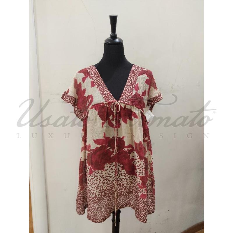 VESTITO DONNA ANTONIO MARRAS BEIGE ROSSO COTONE TG 42 | Mercatino dell'Usato Roma parioli 1