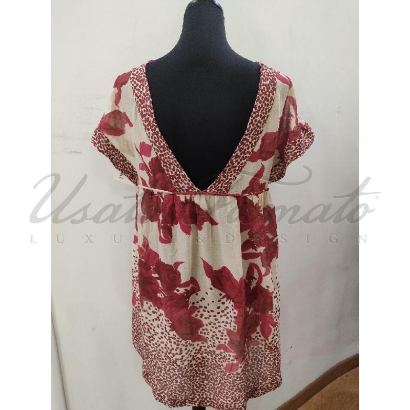 VESTITO DONNA ANTONIO MARRAS BEIGE ROSSO COTONE TG 42 | Mercatino dell'Usato Roma parioli 3