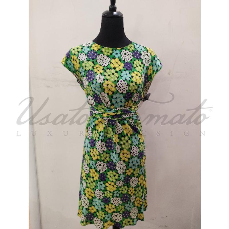 VESTITO DONNA ASPESI VERDE FIORI SETA | Mercatino dell'Usato Roma parioli 1