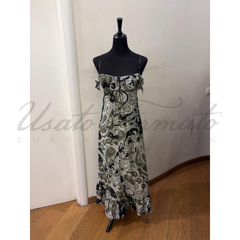 VESTITO DONNA ATOS LOMBARDINI VERDE MILITARE FANTASIA TG. 40 | Mercatino dell'Usato Roma parioli 1