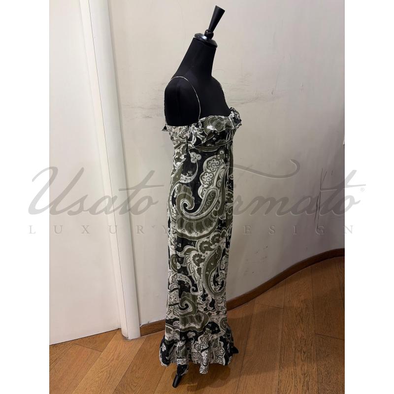 VESTITO DONNA ATOS LOMBARDINI VERDE MILITARE FANTASIA TG. 40 | Mercatino dell'Usato Roma parioli 2