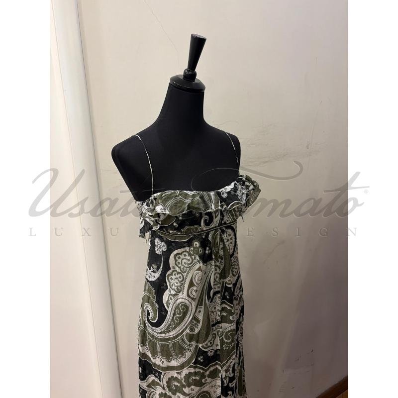 VESTITO DONNA ATOS LOMBARDINI VERDE MILITARE FANTASIA TG. 40 | Mercatino dell'Usato Roma parioli 3
