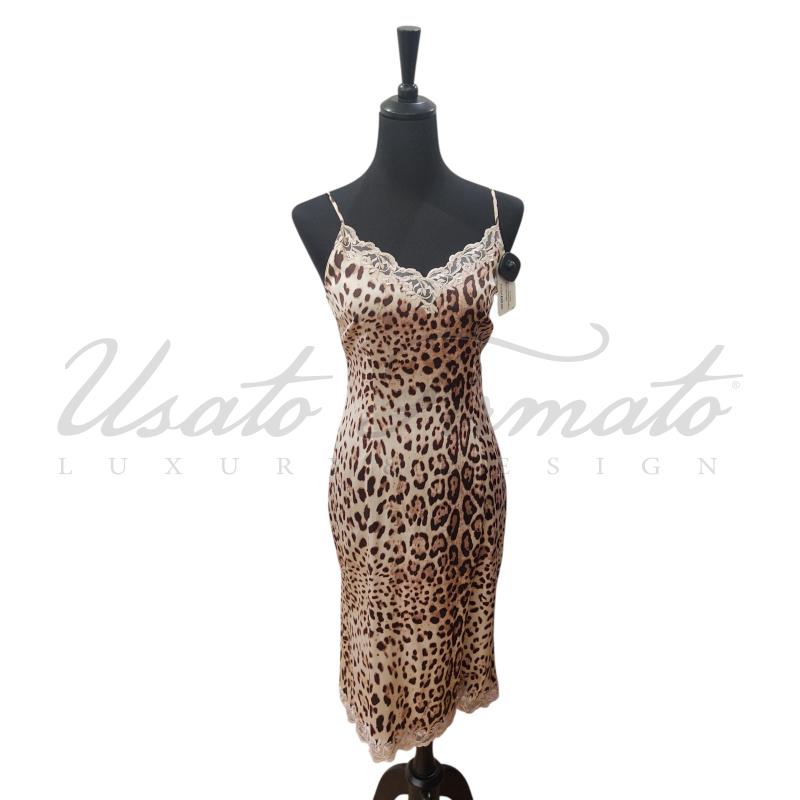 VESTITO DONNA CAVALLI SETA ANIMALIER TG 46 | Mercatino dell'Usato Roma parioli 1