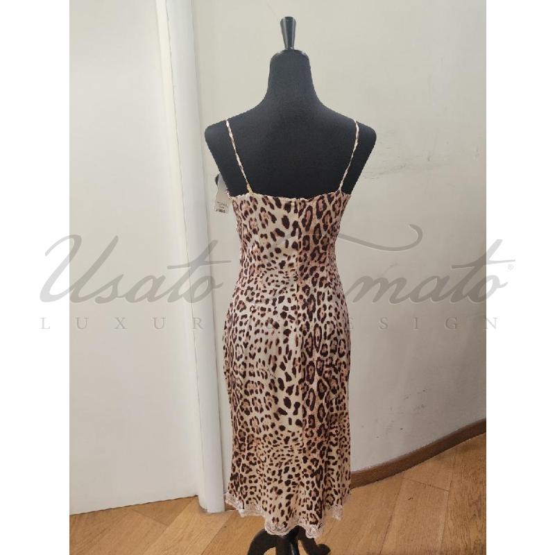 VESTITO DONNA CAVALLI SETA ANIMALIER TG 46 | Mercatino dell'Usato Roma parioli 3