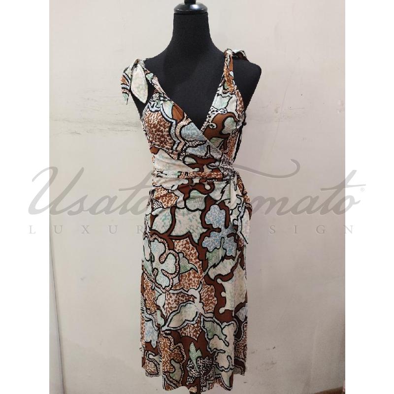 VESTITO DONNA DIANE VON FURSTENBERG BEIGE FANTASIA TG. 6 | Mercatino dell'Usato Roma parioli 1