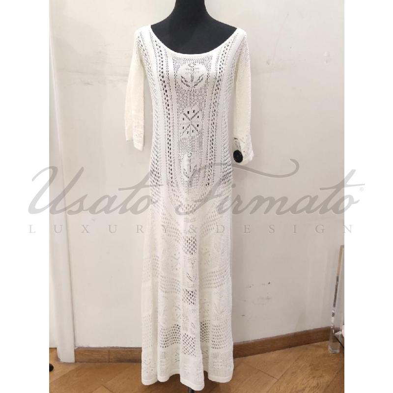 VESTITO DONNA ELISABETTA FRANCHI BIANCO RICAMATO TG. 40 | Mercatino dell'Usato Roma parioli 1
