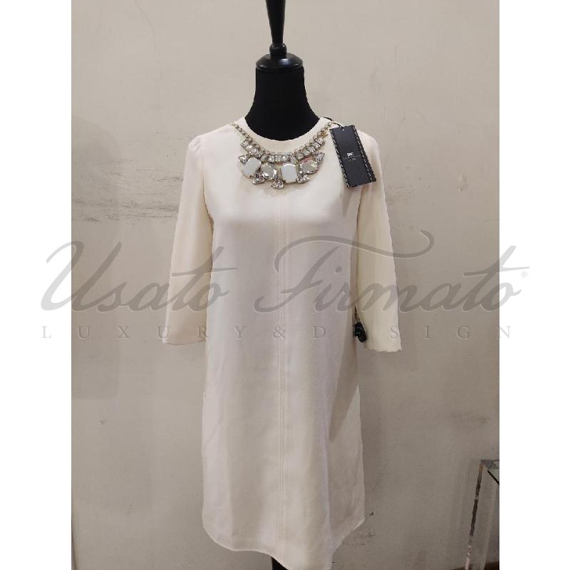 VESTITO DONNA ELISABETTA FRANCHI BIANCO STRASS TG 40 | Mercatino dell'Usato Roma parioli 1