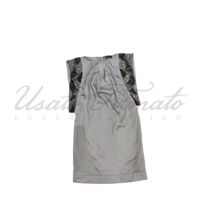 VESTITO DONNA ELISABETTA FRANCHI GRIGIO PERLINE TG 40 | Mercatino dell'Usato Roma parioli 1