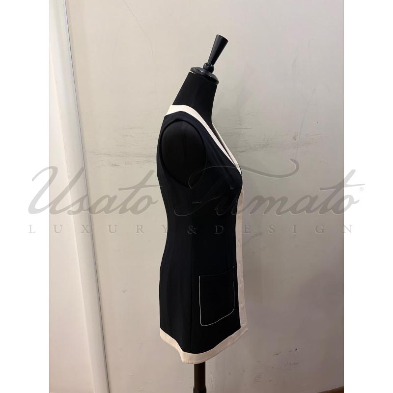 VESTITO DONNA ELISABETTA FRANCHI NERO BIANCO SCOLLO TG 40 | Mercatino dell'Usato Roma parioli 2