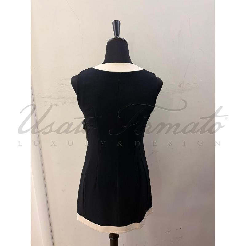 VESTITO DONNA ELISABETTA FRANCHI NERO BIANCO SCOLLO TG 40 | Mercatino dell'Usato Roma parioli 3