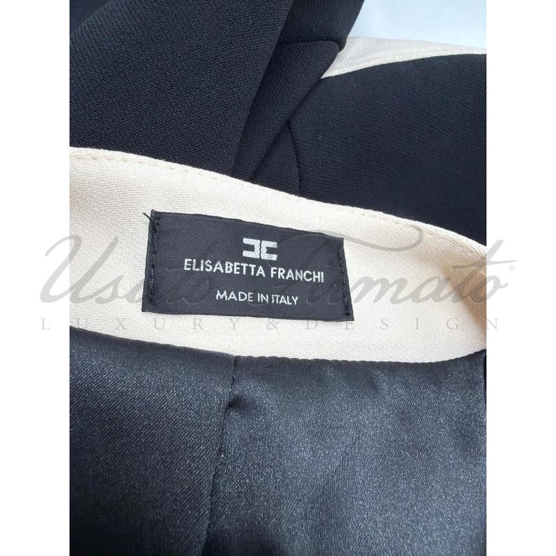 VESTITO DONNA ELISABETTA FRANCHI NERO BIANCO SCOLLO TG 40 | Mercatino dell'Usato Roma parioli 5