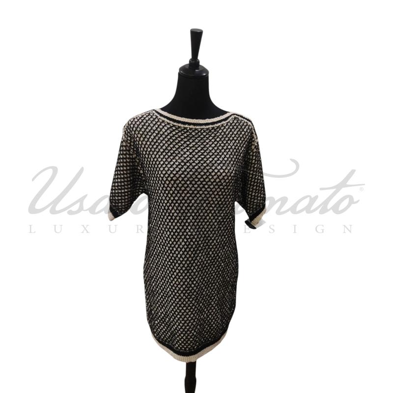 VESTITO DONNA ELISABETTA FRANCHI NERO BIANCO TG. 42 | Mercatino dell'Usato Roma parioli 1