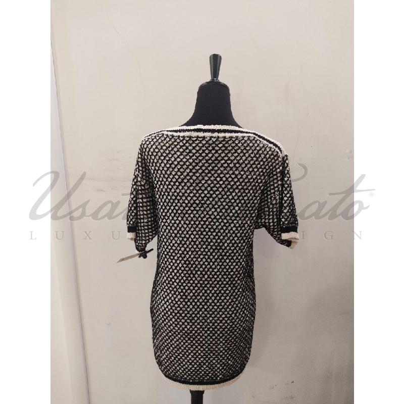 VESTITO DONNA ELISABETTA FRANCHI NERO BIANCO TG. 42 | Mercatino dell'Usato Roma parioli 3