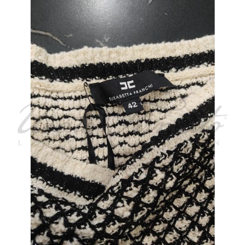 VESTITO DONNA ELISABETTA FRANCHI NERO BIANCO TG. 42 | Mercatino dell'Usato Roma parioli 4