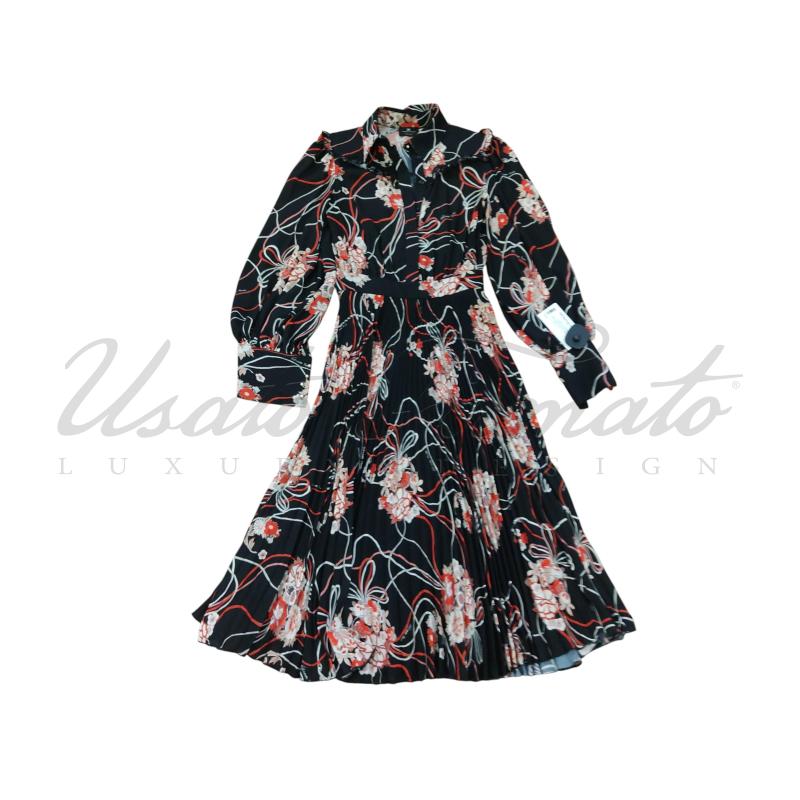 VESTITO DONNA ELISABETTA FRANCHI NERO FIORI TG 40 | Mercatino dell'Usato Roma parioli 1